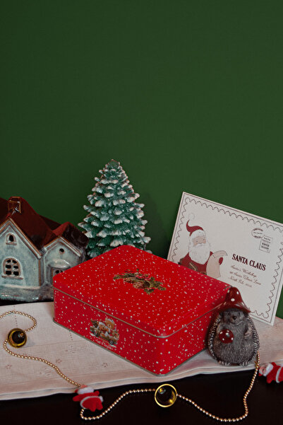 Sarkap Home Let It Snow Menteşeli Metal Saklama Kutusu - Kırmızı Araba