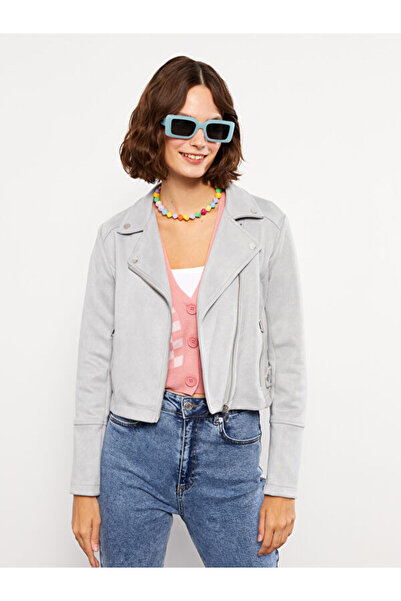 LC Waikiki Biker Collar Women's Suede Look Coat