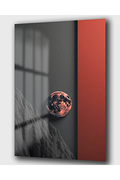 DEKA AKSESUAR KARANLIK DÜNYA KIRMIZI DETAYI CAM TABLO