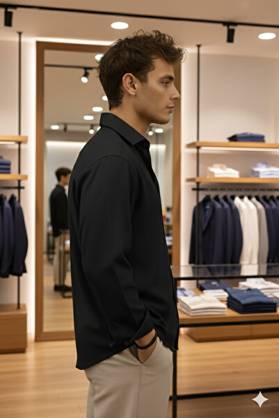 Mamlay Black Half Oversized Men's Shirt