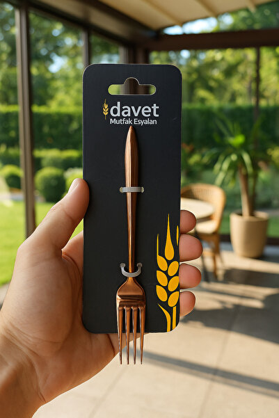 Davet Stainless Steel 18/10 Damla Rosegold 6 Pieces Dessert Fork - Stainless Steel Rosegold Dessert Fork