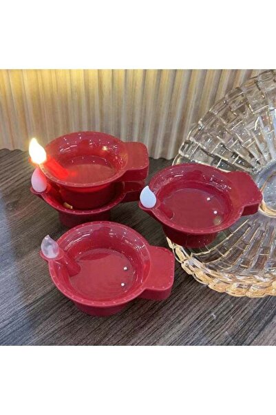 Generic 3 red small oil lamps, waterproof sensing candles, LED candle lights that light up when exposed to