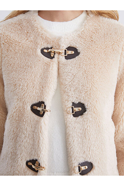 LC Waikiki Crew Neck Women's Plush Coat