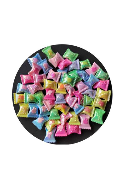 BEİLYS COSMETİCS & ACCESSORY 50 Pieces of Candy-Shaped Acrylic Perforated Beads (20mm) B:89