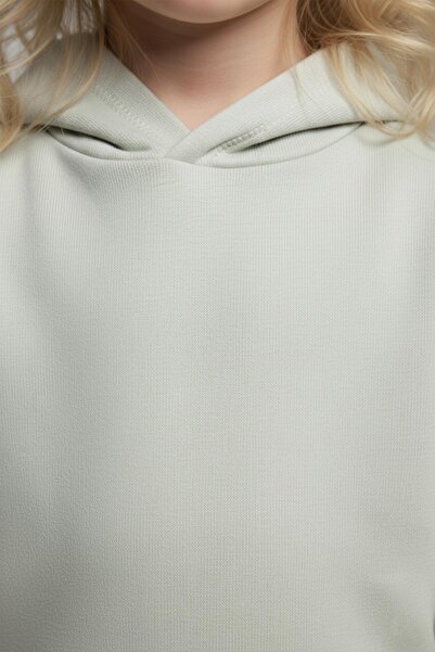 LUESS Unisex Παιδικό Βασικό Βαμβακερό Φούτερ με κουκούλα - Κρεμ