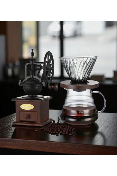 lstri مطحنة قهوة يدوية من الحديد الزهر بتصميم عتيق مصنوعة يدويًا لطحن حبوب القهوة والتوابل