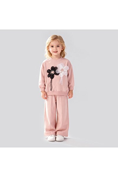Lmn Pearl Embroidered Rose Organza Detail 2-Piece Seasonal Girl's Set