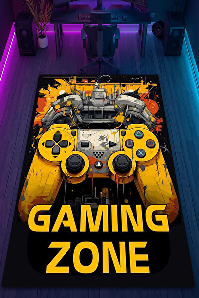 HalıOnline Gamer Konsol Desenli Kaymaz Taban Makinede Yıkanabilir Gaming Oyun...