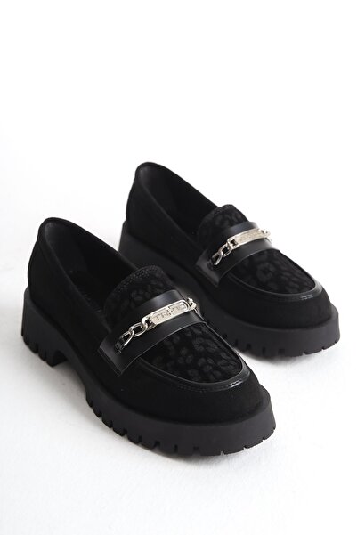 FEMME حذاء نسائي كاجوال بدون كعب بإبزيم للاستخدام اليومي باللون الأسود