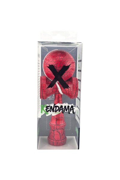 Bibilel Kids Kendama X Original Professional 'Cracked' Wooden Kendama, 18 cm, Red/Black