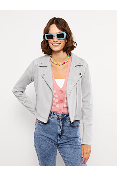 LC Waikiki Γυναικείο παλτό με γιακά μοτοσικλέτας σε στυλ σουέτ