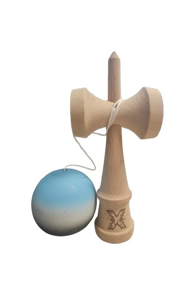 Bibilel Kids Kendama X Professional Wooden Kendama, Rubber Grip, 18 cm, Blue/White/Black