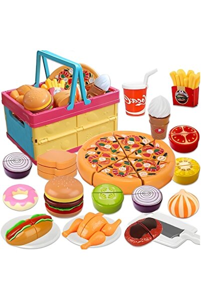 iTin Set jucarii educative 26 piese picnic si bucatarie, fructe, legume, pizza, velcro, non-toxice