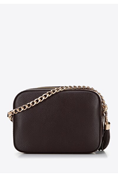 Wittchen Women's leather box messenger bag with chain, dark brown, dark brown...