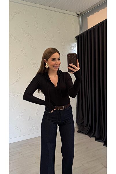 elif teke Niduysa Hooded Blouse Black