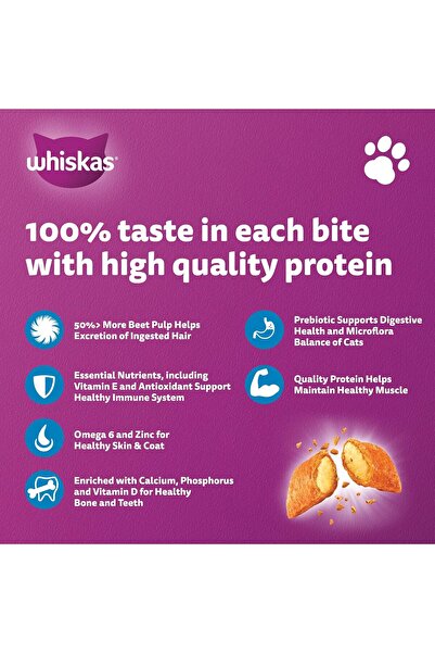 Whiskas Dry Cat Food Hairball Control with Chicken & Tuna, 1.1 kg