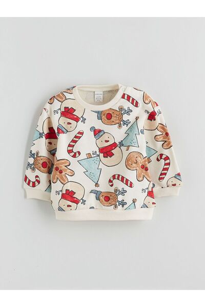 LC Waikiki Lcw Baby New Year's Themed Baby Boy Sweatshirt and Sweatpants