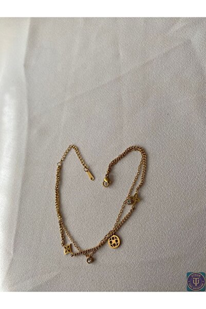 uyguntakıaksesuar خلخال ذهبي من الفولاذ المقاوم للصدأ بأشكال هندسية - سلسلة ق...