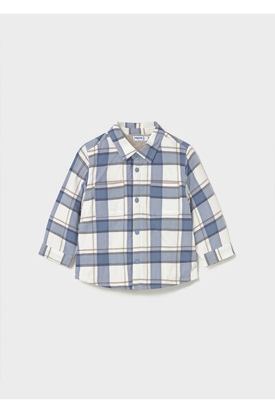 MAYORAL Winter Baby Boy Fleece Plaid Jacket Shirt - Blue