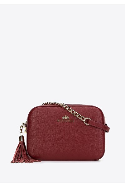 Wittchen Geantă de damă din piele tip box cu lanț, vișiniu, vișiniu, piele