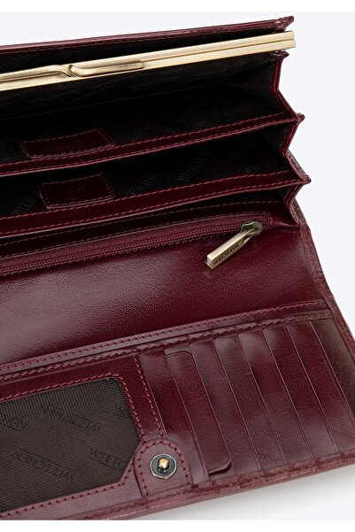 Wittchen Woman Large patent leather women's wallet with logo, burgundy, burgundy, leather