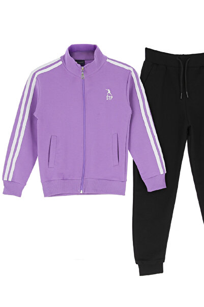 MODANINO Girl's Tracksuit Set-Zippered-High Neck- Striped Detail 12-16 Years Old 12379