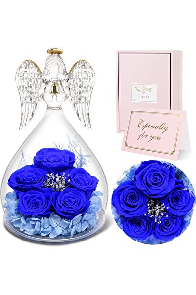 OEK Sunia Înger Trandafir Etern - 5 Trandafiri Conservați în Figurină de Înge...