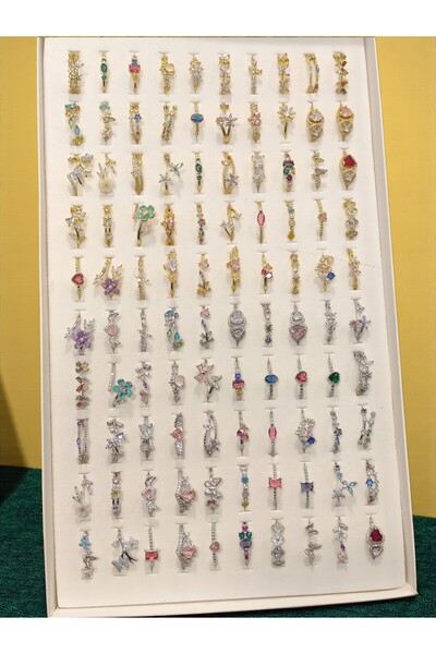 Bluw Jewelry Ayarlanabilir Karışık 4'lü Prenses Yüzük Seti