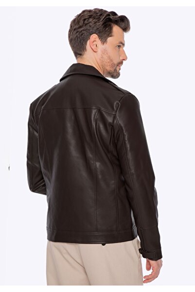 Wittchen Men's biker jacket made of -leather with epaulets, dark brown, dark brown, -leather