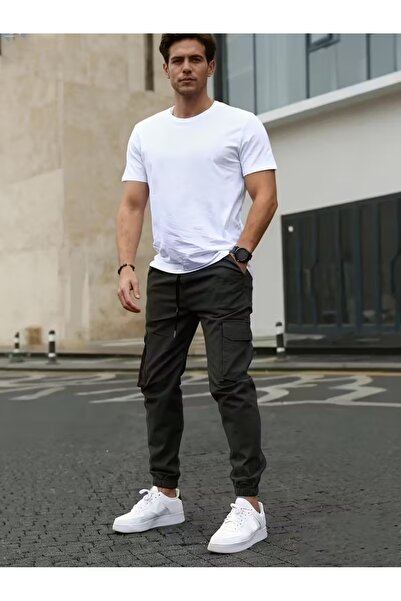 VIKUNYA Men's Jogger High Quality Cotton Cargo Pants with Side Pockets