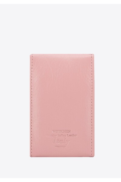 Wittchen Woman Leather Business Card Case with Logo Pink Leather