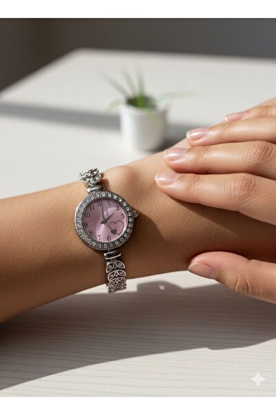 YURISH Minimal Wristwatch with a Heart Detail Inside the Stone-Encrusted Case