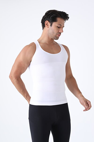 Serena Men's shapewear tank top – white, Stitch-Free, 82% polyamide