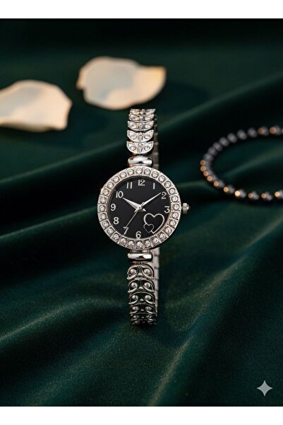 YURISH Minimal Wristwatch with a Heart Detail Inside the Stone-Encrusted Case