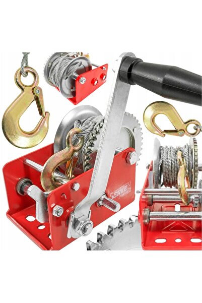 VERKE Troliu manual, vinci, 1133 Kg, 2 trepte, lungime calbu 10m, grosime cablu 5.2 mm, mecanism cu cliche