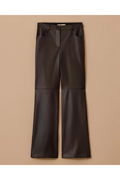 SEÇİL Faux Leather Wide Leg Pants