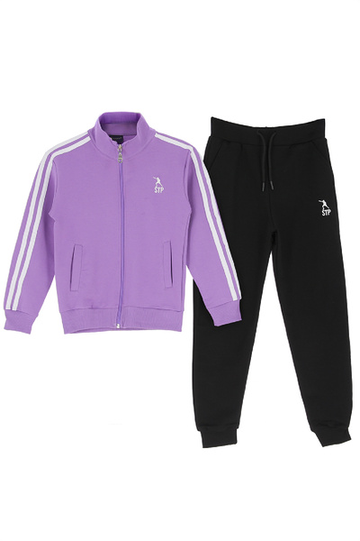 MODANINO Girl's Tracksuit Set-Zippered-High Neck- Striped Detail 12-16 Years Old 12379