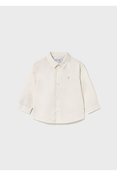 MAYORAL Kışlık Erkek Bebek Basic Kahve Çizgili Gömlek - Krem