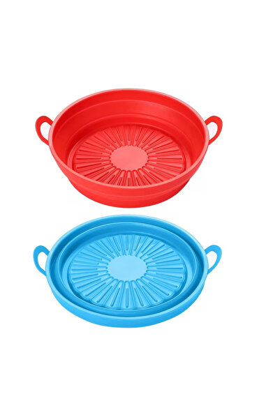 OEM Set 2 cosuri pentru friteuza cu aer, 16 x 5 x 19 cm, silicon, rosu, albastru