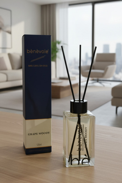 Benevole Grape Woody Bambu Çubuklu Oda Kokusu Şık Cam Şişe, Uzun Süre Kalıcı ...