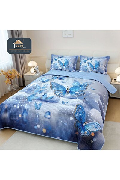 JOJO HOME 5D print duvet cover 220x240cm + 2 pillowcases 50x70cm, Blue Butterflies