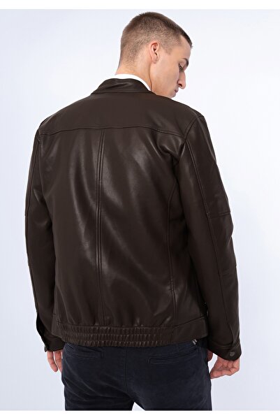 Wittchen Men's -leather jacket with decoratively trimmed pockets, brown, brown -leather