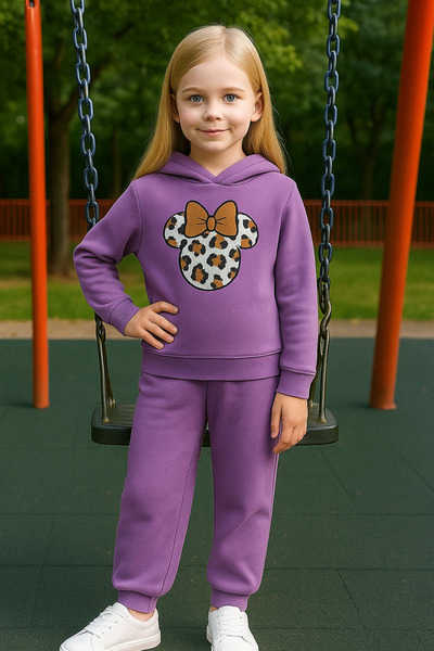 canmana kids&baby 3-компонентен комплект с принтирана тениска и панталони за момичета