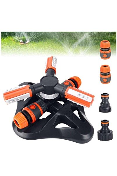 Generic رشاش مياه أوتوماتيكي دوار 360 درجة بثلاثة أذرع مع موصلات سريعة (برتقالي)