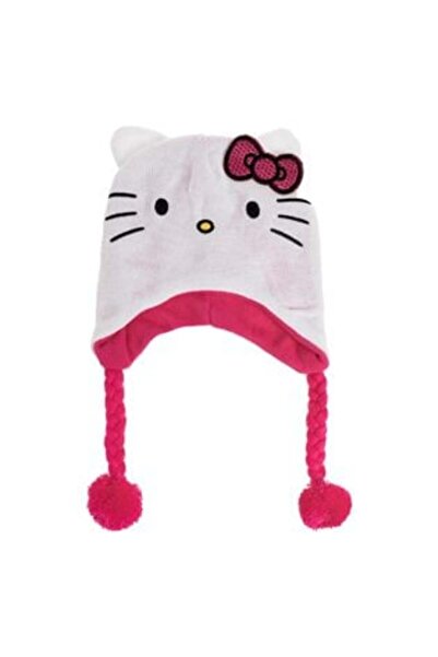 Hello Kitty White Hat with Pompon & Fleece Lining for Children