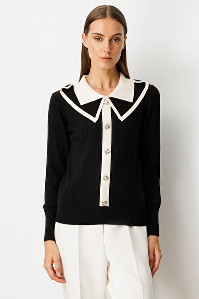 Onteks 66460 Front Buttoned Collar Knitwear Sweater