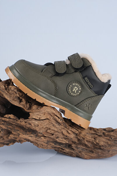 Remind Wool and Fur Inside Girls Boys Unisex Baby Kids Rain Snow Winter Velcro Boots Shoes