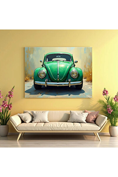 Printees Painting - Green VW Beetle - Canvas on chassis