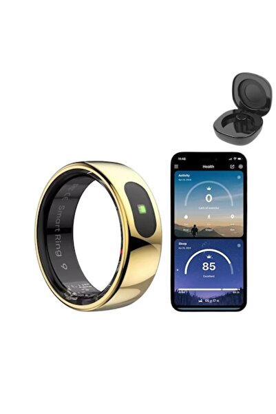 OEM Nano Ceramic Smart Ring 63mm (Touch Screen, Heart Rate, SpO2, 7-Day Battery, IPX8, Gold)