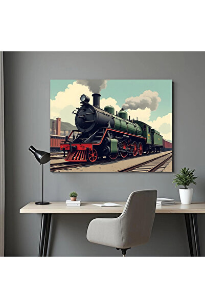 Printees Tablou Locomotiva Verde - Canvas pe șasiu - 40x30 cm